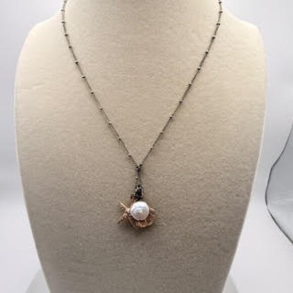 Brighton Nautical Charm Necklace Starfish Seashell Pearl Pendant Silver Tone - Picture 1 of 6